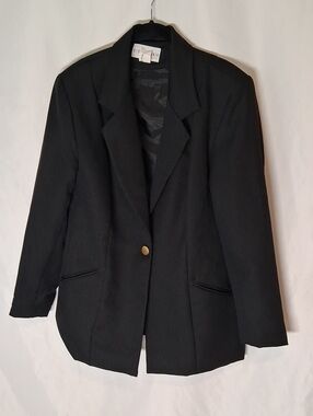 Vintage Bedford Fair Lifestyles Black Single-Button Blazer Size 10